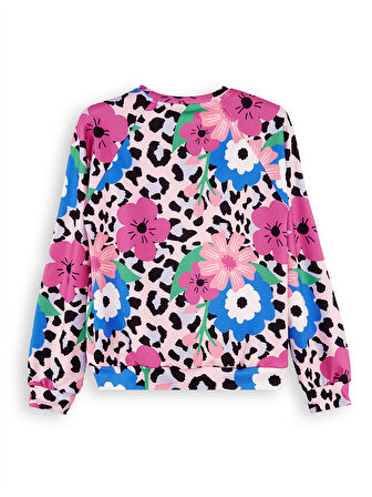 Çiçekli Leopar Kız Çocuk Sweatshirt