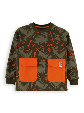 Kaykay Dino Erkek Çocuk Kahverengi Sweatshirt