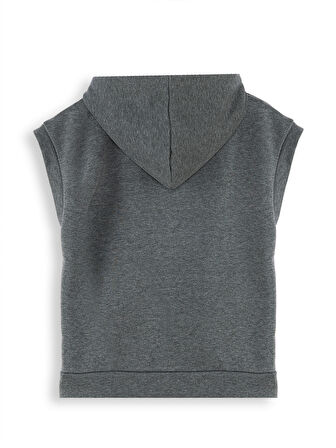 Erkek Çocuk Kapüşonlu Kolsuz Gri Sweatshirt