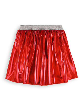 Kız Çocuk Kırmızı Metalik Parlak Etek