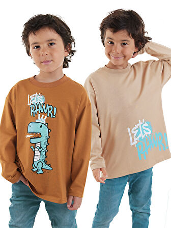 Let's Rawr Erkek Çocuk 2'li Paket T-shirt
