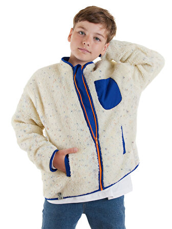 Beyaz Kız ve Erkek Çocuk Unisex Peluş Mont