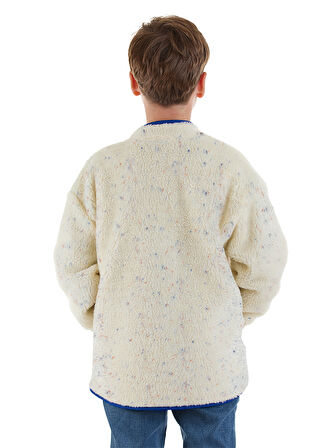 Beyaz Kız ve Erkek Çocuk Unisex Peluş Mont