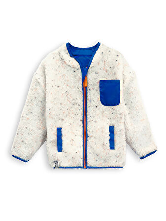 Beyaz Kız ve Erkek Çocuk Unisex Peluş Mont