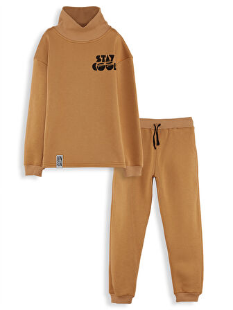Stay Cool Oversize Erkek Çocuk Hardal Eşofman Takım