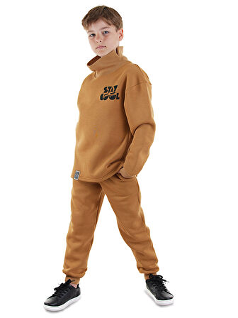 Stay Cool Oversize Erkek Çocuk Hardal Eşofman Takım