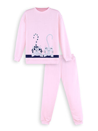 Çizgili Dostlar Kız Çocuk Pembe Eşofman Takım