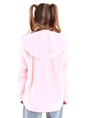 Kalp Cepli Kız Çocuk Pembe Peluş Mont