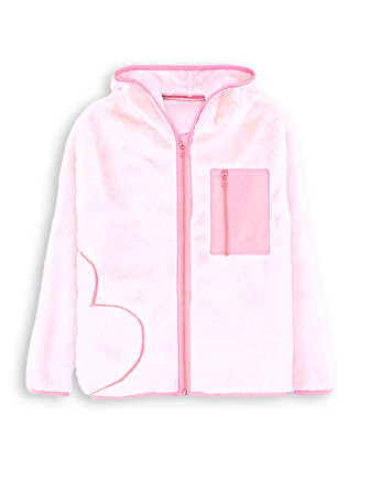 Kalp Cepli Kız Çocuk Pembe Peluş Mont
