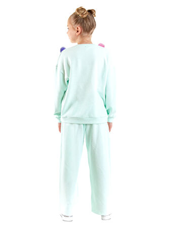 Kız Çocuk Ponponlu Mint Eşofman Takımı