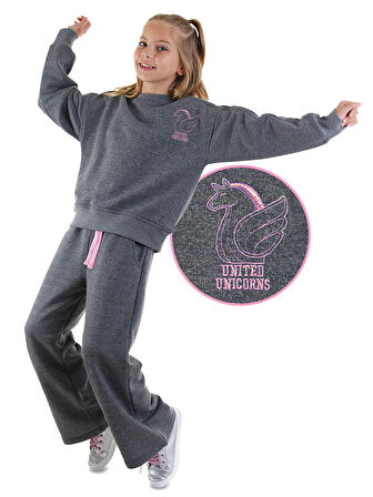 Unicorn Kız Çocuk Gri Eşofman Takımı