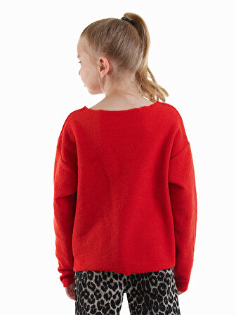 Crop Top Kız Çocuk Kırmızı Sweatshirt