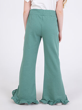 Kız Çocuk Fırfırlı Yeşil Eşofman Altı