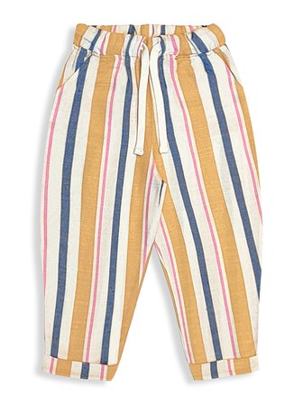 Çizgili Dokuma Unisex Kız Erkek Çocuk Dokuma Pantolon İlkbahar-Yaz 2-8 Yaş