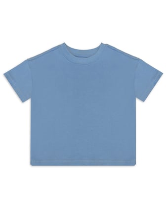 Mavi Bisiklet Yaka Oversize T-shirt Çocuk Unisex %100 Pamuk