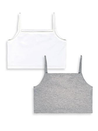 Kız Çocuk Crop Top 2'li Takım Askılı Gri Beyaz Crop Üst