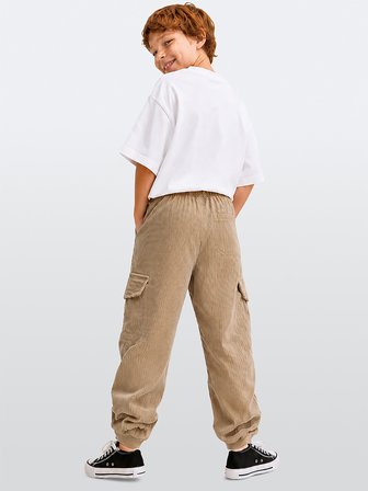 Erkek Çocuk Jogger Pantolon Cepli Fitilli Kadife Bej Kışlık (5-10 Yaş)