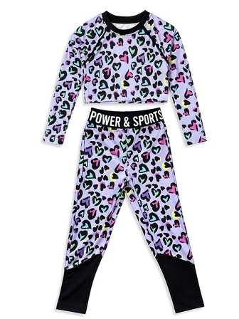 Kız Çocuk Spor Takımı Leopar Desen – Crop Üst ve Sporcu Tayt (6-11 Yaş)