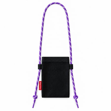 BagHashtag Loop Siyah Mor Kordonlu Bez Telefon Çantası