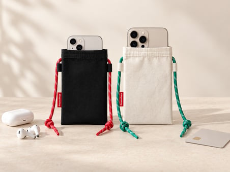 BagHashtag Loop Siyah Mor Kordonlu Bez Telefon Çantası
