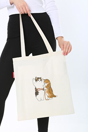 Baghashtag Terzi Kedi Baskılı Bez Çanta