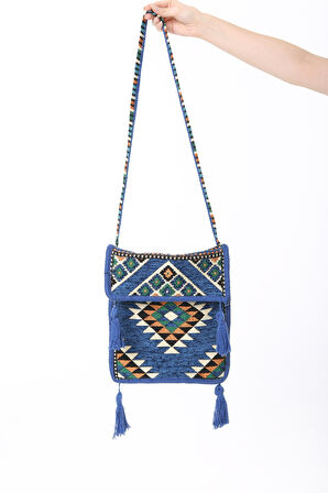 Baghashtag Mavi Kilim Motifli Heybe Çanta