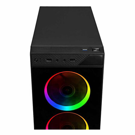PowerBoost VK-C12B USB 3.2 RGB ATX Mid Tower Siyah Kasa