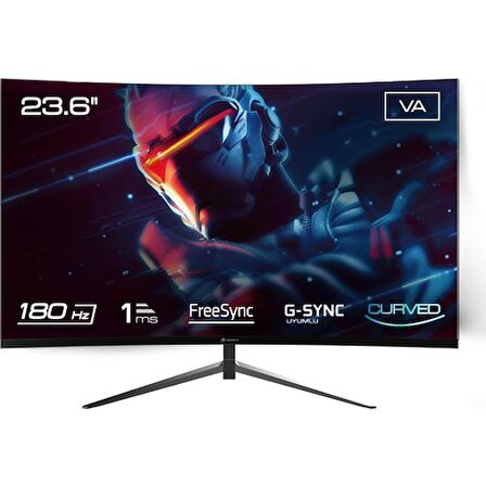 GameBooster GB-2418CF 23.6" 180Hz 1ms VA Panel FullHD  FreeSync, G-Sync Destekli Curved Gaming Monitör