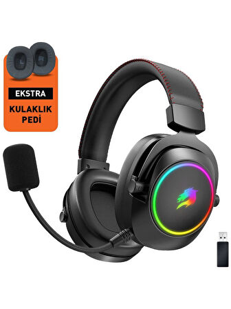 GameBooster WBH44  RGB Wireless 2.4G+BT Siyah Oyuncu Kulaklığı