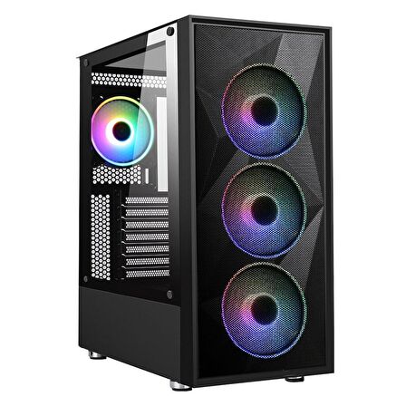 PowerBoost  PB-P3509BB 650w 80+ USB 3.0, ATX Mesh, ARGB Fan, Siyah Kasa