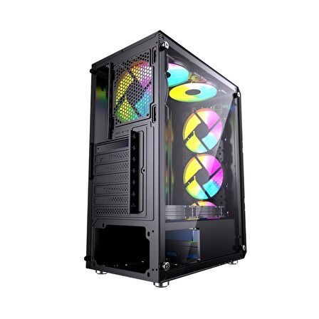 GAMEBOOSTER  gb-pw908b  usb 3.0, atx mesh, fixed rgb fan, siyah kasa