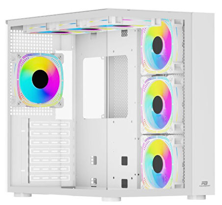 PowerBoost PB-SS02W Sea View USB 3.0, ATX 7 x ARGB Fanlı, Beyaz Kasa (PSU Yok)
