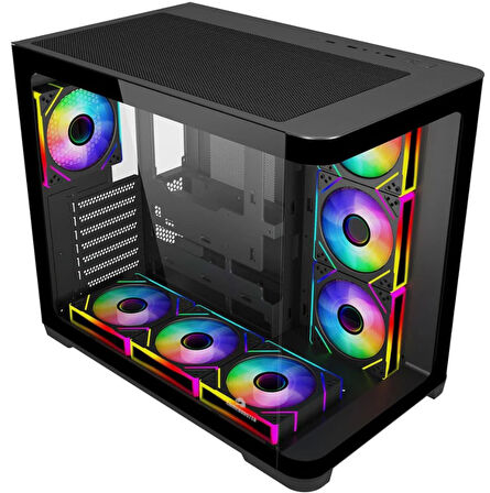GameBooster GB-G2851BB Sea View USB 3.0, ATX 7 x ARGB Fanlı, Siyah Kasa (PSU Yok)