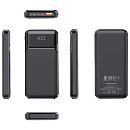 PowerBoost NIGHT 105B 10000mAh 22.5W LCD Siyah Taşınabilir Şarj Cihazı Powerbank