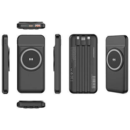 PowerBoost MAG 120B 10000mAh 15W Magsafe 22.5W Siyah Kablosuz Taşınabilir Şarj Cihazı Powerbank