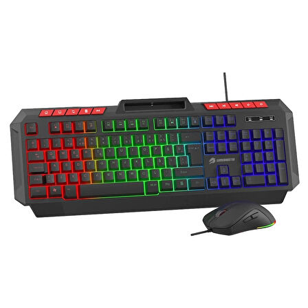 GameBooster KM-11B Knight Rainbow Siyah Gaming Klavye Mouse Set