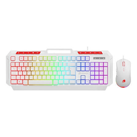 GameBooster KM-11W Knight Rainbow Beyaz Gaming Klavye Mouse Set