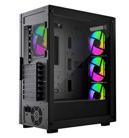 GameBooster RAIDER E651B 650W 80+ WHITE USB 3.0 Mesh 4*Rainbow Fanlı Mid-T E-ATX Gaming Siyah Kasa