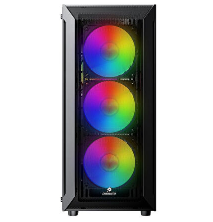 GameBooster RAIDER E651B 650W 80+ WHITE USB 3.0 Mesh 4*Rainbow Fanlı Mid-T E-ATX Gaming Siyah Kasa
