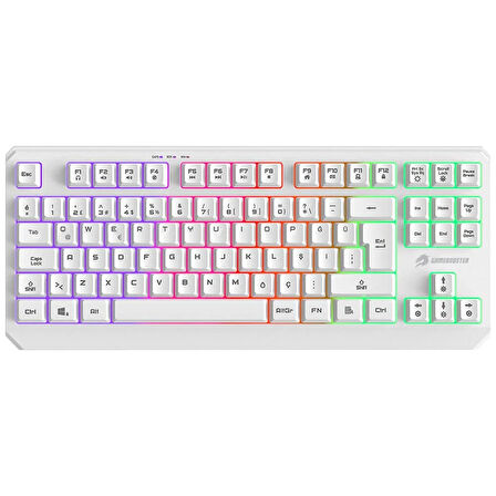 GameBooster G75 Elya Rainbow Aydınlatmalı Beyaz TKL Membrane Gaming Klavye