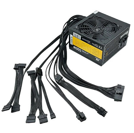 PowerBoost PB500AR 500W APFC 2*PCI-E 6+2 Pin 12cm Siyah Fanlı ATX PSU (Retail Box)
