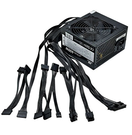 PowerBoost PB600AB 600W APFC 2*PCI-E 6+2 Pin 12cm Siyah Fanlı ATX PSU (Bulk)