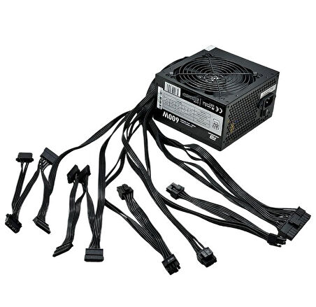PowerBoost PB600WB 600W 80+ White APFC 4*PCI-E 6+2 Pin 12cm Siyah Fanlı ATX PSU (Bulk)