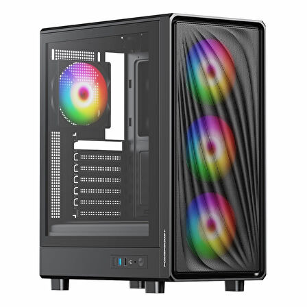 PowerBoost PB-A5065B 650W 80+ Bronz USB 3.2 ARGB eATX Mid Tower Siyah Kasa