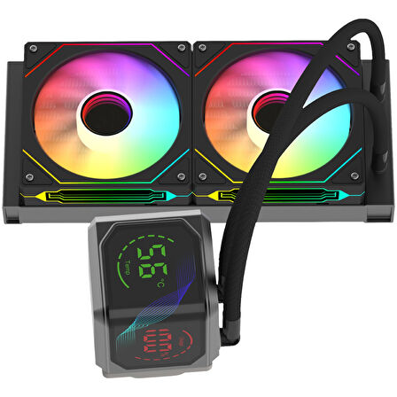 GameBooster SIGHT PRO 240B ARGB Curved Ekran 240mm Siyah İşlemci Sıvı Soğutucu GB-LCS-SP240B