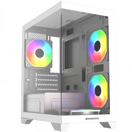 GAMEBOOSTER GB-M6001W SEA VIEW M-ATX 4X RAINBOW FAN BEYAZ AKVARYUM 600W GAMING KASA
