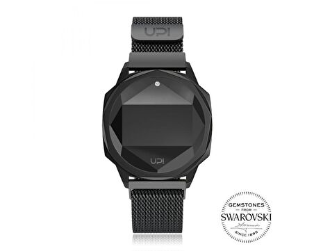 Upwatch İsim Yazılabilir Icon Big Black Swarovski Kadın Kol Saati