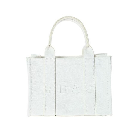 Baghashtag Beyaz Deri Mini Tote Çanta