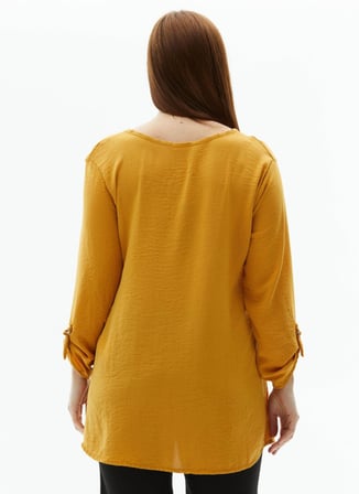 Selen V Yaka Düz Sarı Kadın Bluz 23YSL8506