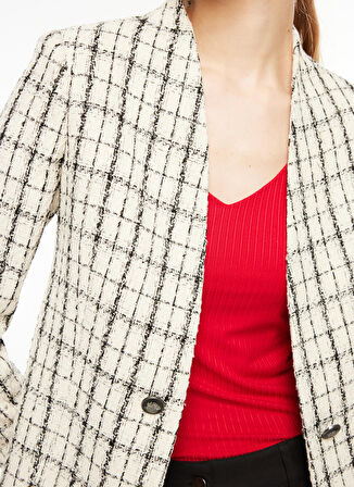 Selen Standart Ekru Kadın Ceket 23KSL1260